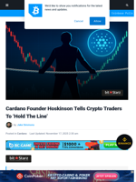 Cardano Founder Hoskinson Tells Crypto Traders To 'Hold The Line'