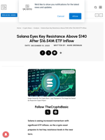 Solana Eyes Key Resistance Above $140 After $16.54M ETF Inflow