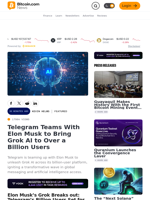 Telegram Teams With Elon Musk to Bring Grok AI to Over a Billion Users – Featured Bitcoin News