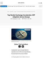 Top Nordic Exchange Accelerates XRP Adoption Across Europe