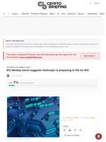 IPO Weekly tweet suggests Anthropic is preparing to file for IPO