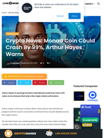 Crypto News: Monad Coin Could Crash By 99%, Arthur Hayes Warns | Live Bitcoin News