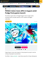 Pudgy Penguins Token Declines Sharply in August Amid NFT Market Downturn