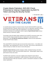 Crypto Meets Patriotism: $25,000 Check Presented to Veteran Organization by $VETS Token and Dog the Bounty Hunter - Visionary Financial