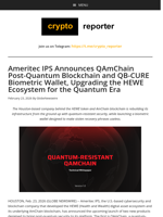 Ameritec IPS Announces QAmChain Post-Quantum Blockchain and QB-CURE Biometric Wallet, Upgrading the HEWE Ecosystem for the Quantum Era