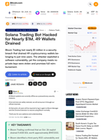 Solana Trading Bot Hacked for Nearly $1M, 49 Wallets Drained