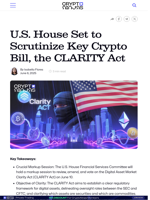U.S. House Set to Scrutinize Key Crypto Bill, the CLARITY Act