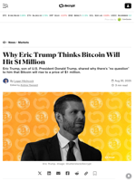 Why Eric Trump Thinks Bitcoin Will Hit $1 Million - Decrypt