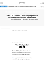 Flare CEO Reveals Life-Changing Passive Income Opportunity for XRP Holders