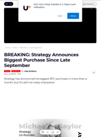 BREAKING: Strategy Announces Biggest Purchase Since Late September - U.Today