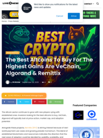 The Best Altcoins To Buy For The Highest Gains Are VeChain, Algorand & Remittix | Live Bitcoin News