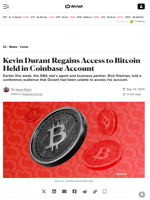 Kevin Durant Regains Access to Bitcoin Held in Coinbase Account - Decrypt