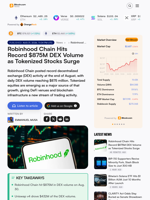 Robinhood Chain Hits Record $875M DEX Volume as Tokenized Stocks Surge