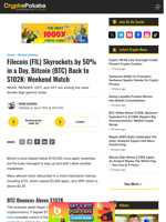 Filecoin (FIL) Skyrockets by 50% in a Day, Bitcoin (BTC) Back to $102K: Weekend Watch