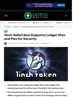 1inch Wallet Now Supports Ledger Stax and Flex for Security - Crypto News Flash