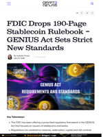 FDIC Drops 190-Page Stablecoin Rulebook - GENIUS Act Sets Strict New Standards