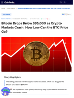 Bitcoin Drops Below $95,000 as Crypto Markets Crash: How Low Can the BTC Price Go?