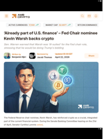 ‘Already part of U.S. finance’ - Fed Chair nominee Kevin Warsh backs crypto - AMBCrypto