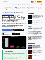 Zakura Node Hits Four-Hour Sync as Zcash Preps July 28 Ironwood Upgrade
