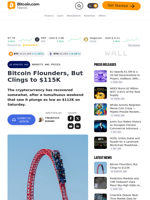 Bitcoin Flounders, But Clings to $115K – Markets and Prices Bitcoin News