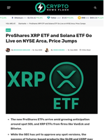 ProShares XRP ETF and Solana ETF Go Live on NYSE Arca, Price Jumps - Crypto News Flash