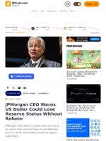 JPMorgan CEO Warns US Dollar Could Lose Reserve Status Without Reform – Economics Bitcoin News