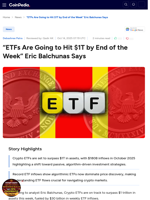 “ETFs Are Going to Hit $1T by End of the Week” Eric Balchunas Says
