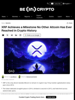 XRP Achieves a Milestone No Other Altcoin Has Ever Reached in Crypto History