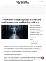 THORChain launches public dashboard tracking revenue and trading metrics