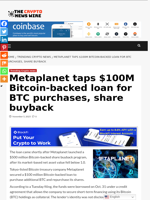 Metaplanet taps $100M Bitcoin-backed loan for BTC purchases, share buyback - The Crypto News Wire