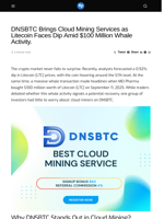 DNSBTC Brings Cloud Mining Services as Litecoin Faces Dip Amid $100 Million Whale Activity. - Visionary Financial