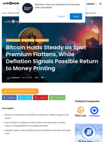 Bitcoin Holds Steady as Spot Premium Flattens, While Deflation Signals Possible Return to Money Printing | Live Bitcoin News