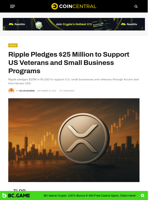 Ripple Pledges $25M to Support US Veterans and Small Programs