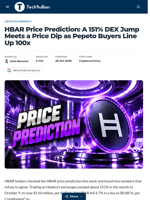 HBAR Price Prediction: A 151% DEX Jump Meets a Price Dip as Pepeto Buyers Line Up 100x - TechBullion