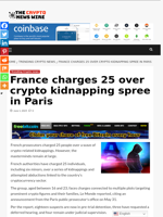 France charges 25 over crypto kidnapping spree in Paris - The Crypto News Wire