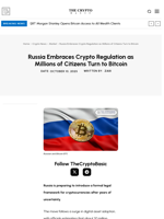 Russia Embraces Crypto Regulation as Millions of Citizens Turn to Bitcoin