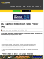 BTC-e Operator Released in US-Russia Prisoner Swap