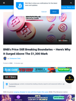 BNB’s Price Still Breaking Boundaries - Here’s Why It Surged Above The $1,300 Mark | Bitcoinist.com