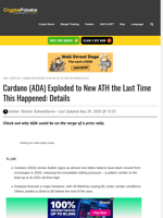 Cardano (ADA) Exploded to New ATH the Last Time This Happened: Details