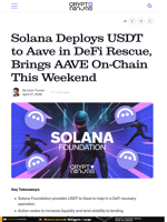 Solana Deploys USDT to Aave in DeFi Rescue, Brings AAVE On-Chain This Weekend
