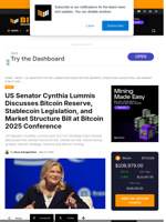 US Senator Cynthia Lummis Discusses Bitcoin Reserve, Stablecoin Legislation, And Market Structure Bill At Bitcoin 2025 Conference