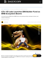 CZ’s YZi Labs Launches $1B Builder Fund as BNB Ecosystem Booms - DailyCoin