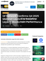 QF Network Confirms Q4 2025 Mainnet Launch to Redefine Layer-1 Blockchain Performance | Live Bitcoin News