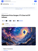 Ethereum Price Surges 17% Due to ETF Inflows: Guest Post by Coinwy | CoinMarketCap