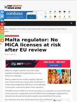 Malta regulator: No MiCA licenses at risk after EU review - The Crypto News Wire