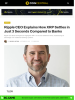 Ripple CEO Explains How XRP Settles in Just 3 Seconds Compared to Banks - CoinCentral