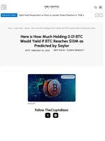 Here is How Much Holding 0.01 BTC Would Yield If BTC Reaches $13M as Predicted by Saylor