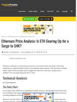 Ethereum Price Analysis: Is ETH Gearing Up for a Surge to $4K?