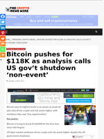 Bitcoin pushes for $118K as analysis calls US gov’t shutdown ‘non-event’ - The Crypto News Wire