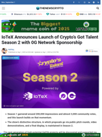 IoTeX Announces Launch of Crypto’s Got Talent Season 2 with 0G Network Sponsorship - TheNewsCrypto